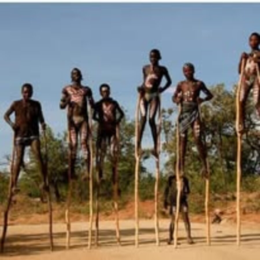 Tribal stilt walkers